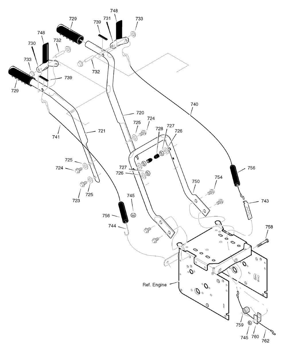 Handle Assembly Diagram and Parts List for 1695375-6271500X43 2007 Briggs and Stratton Snow Blower